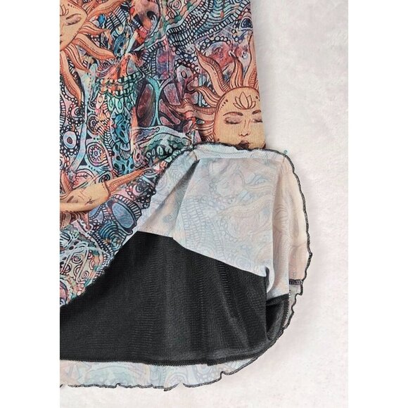 Vtg Sun Face Stretch Mini Skirt Sz 5XL Fully Lined Festival Beach Summer Days - Picture 4 of 11